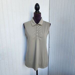 Coral Bay Golf Women's Beige  Athletic Top Sleeveless Beige Tan Stretch Sz S